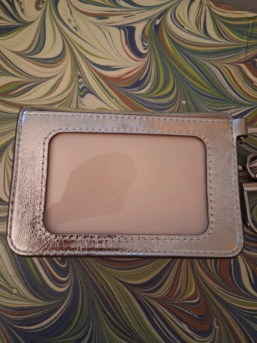 TORY BURCH Metallic Silver Key Pouch Card Holder NWT